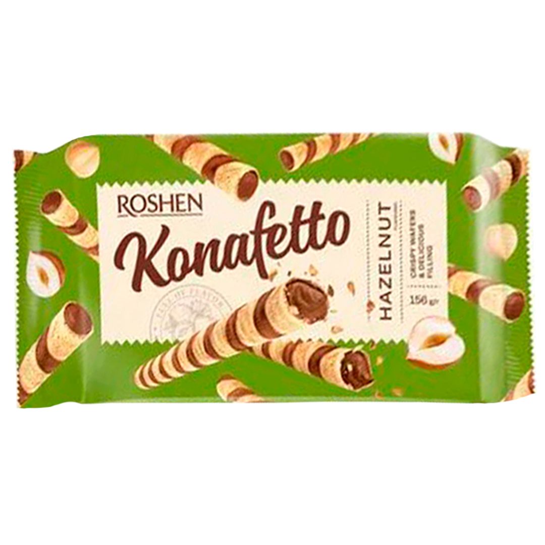 Трубочки вафельные Roshen "Konafetto" с ореховой начинкой, 140 гр