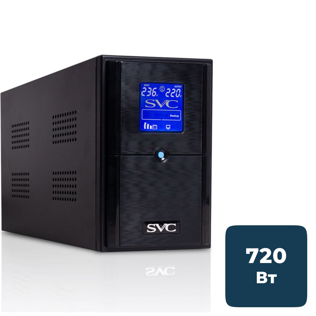 ИПБ SVC V-1200-L-LCD, 1200ВА/720Вт, черный