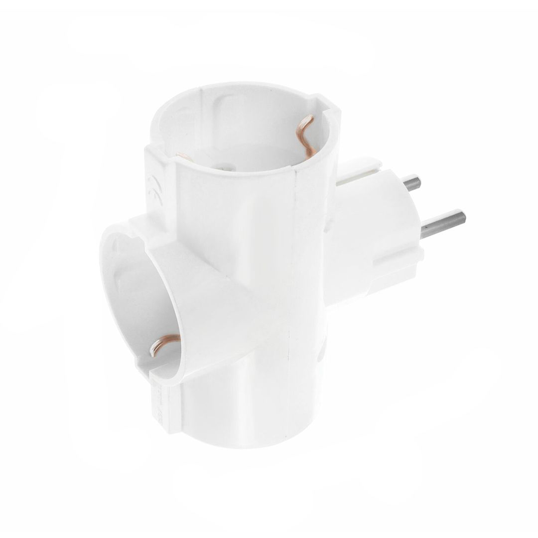 Тройник Sonnen U-030G, 3-ти пост, белый / Удлинители, тройники