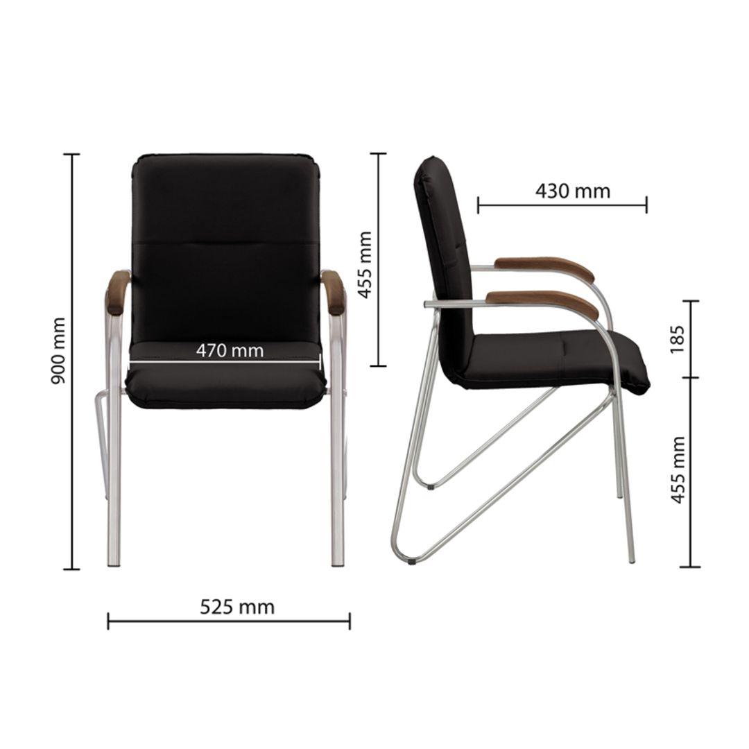 Кресло для посетителей SAMBA (BOX-4) RU V-14 1.043, искусственная кожа, черное / Кресла для персонала №4