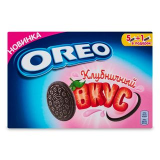 Печенье OREO, с какао и начинкой со вкусом клубники, 228 гр / Печенье, вафли, крекеры