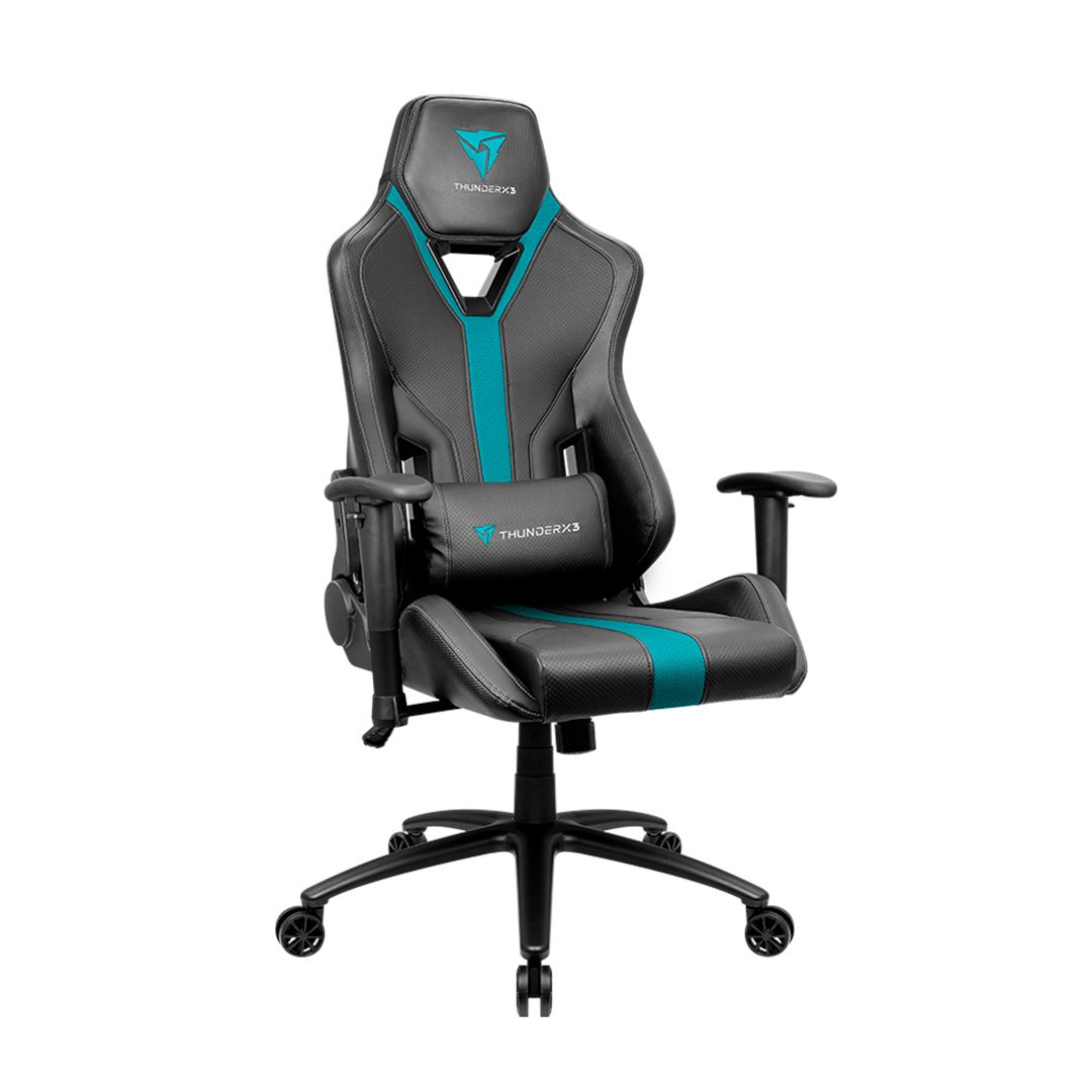 Игровое компьютерное кресло ThunderX3 YC3 BC, искусственная кожа, черно-голубой / Игровые кресла №3