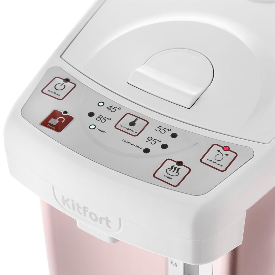 Термопот Kitfort КТ-2508-2, металл/пластик, 4 литра, 2200–2600 Вт, белый / Термопоты	 №3