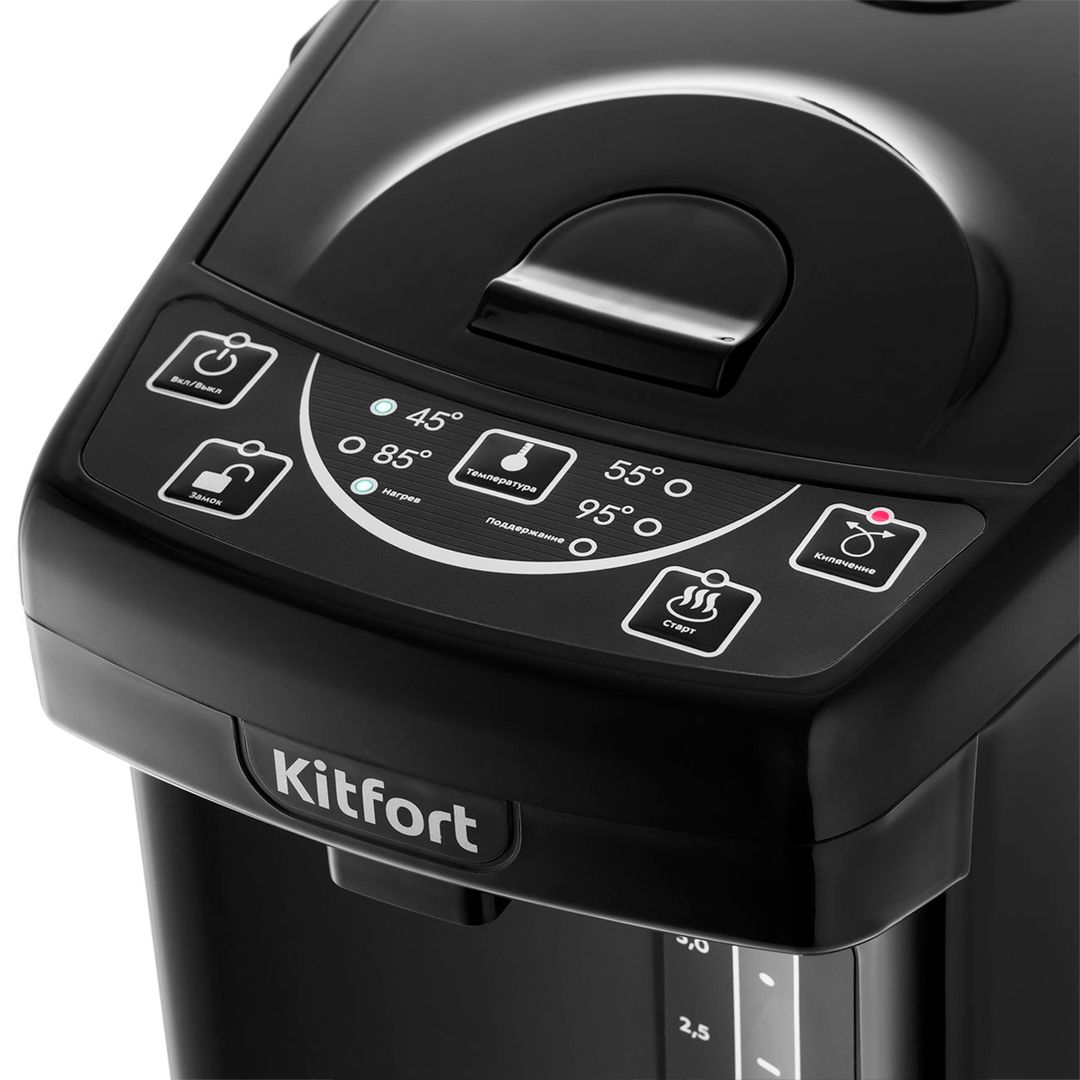 Термопот Kitfort КТ-2508-1,  металл/пластик, 4 литра, 2200–2600 Вт, черный / Термопоты	 №3