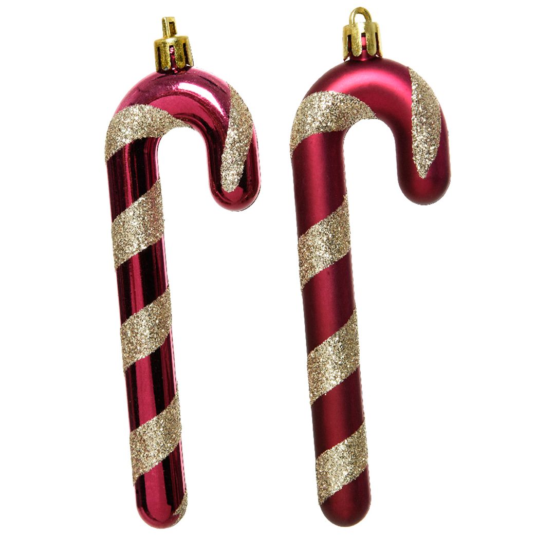 Декор Конфета посох, 12 см, красно-белая, 2 шт/упак / Елочные украшения