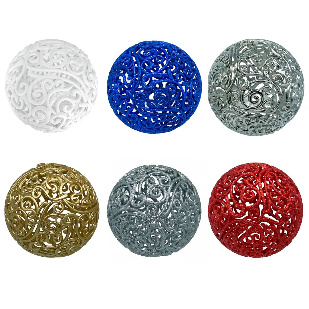 Шар ажурный пластиковый, 100 мм, ассорти, цена за штуку / Елочные украшения oe.kz Шар ажурный пластиковый, 100 мм, ассорти, цена за штуку / Елочные украшения
