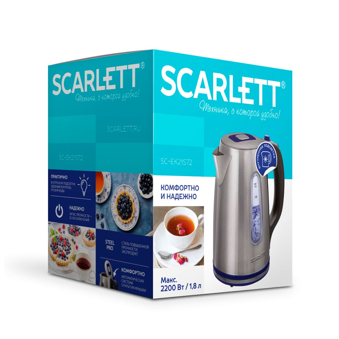 Электрический чайник Scarlett SC-EK21S72, 1,8 л, металл / Чайники	 №6