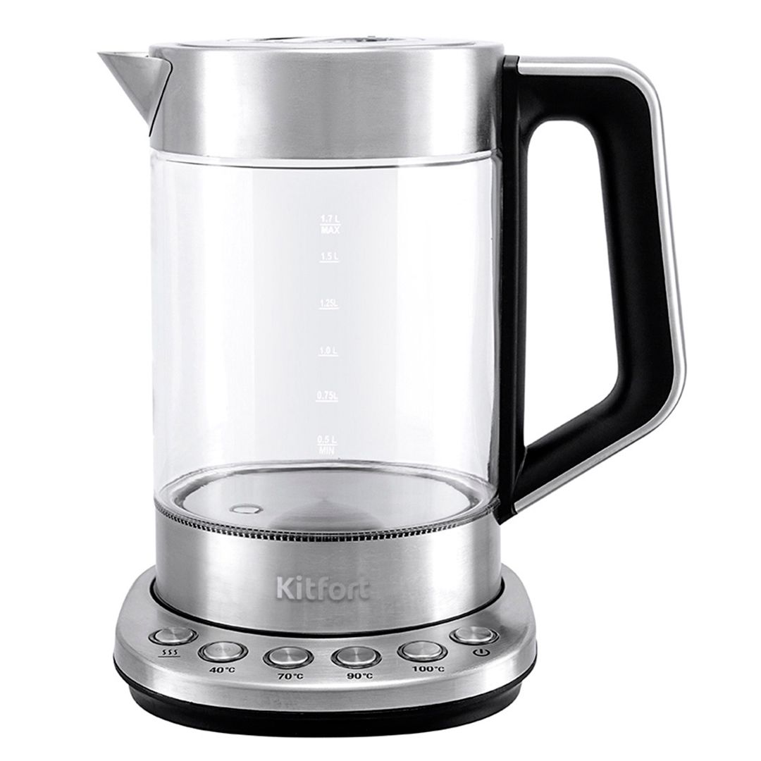 Электрический чайник Kitfort KT-622, 1,7 л, стекло, металл / Чайники	