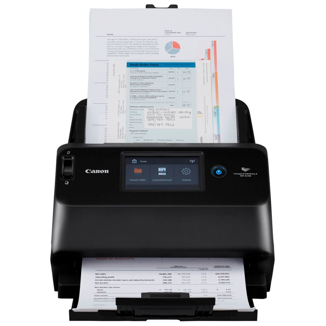 Сканер Canon imageFORMULA DR-S150, A4, 600*600 dpi, USB 3.2, LAN, Wi-Fi, CIS, протяжной