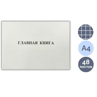 Книга главная А4, 48 листов, мелованный картон, блок газетный / Книги учета