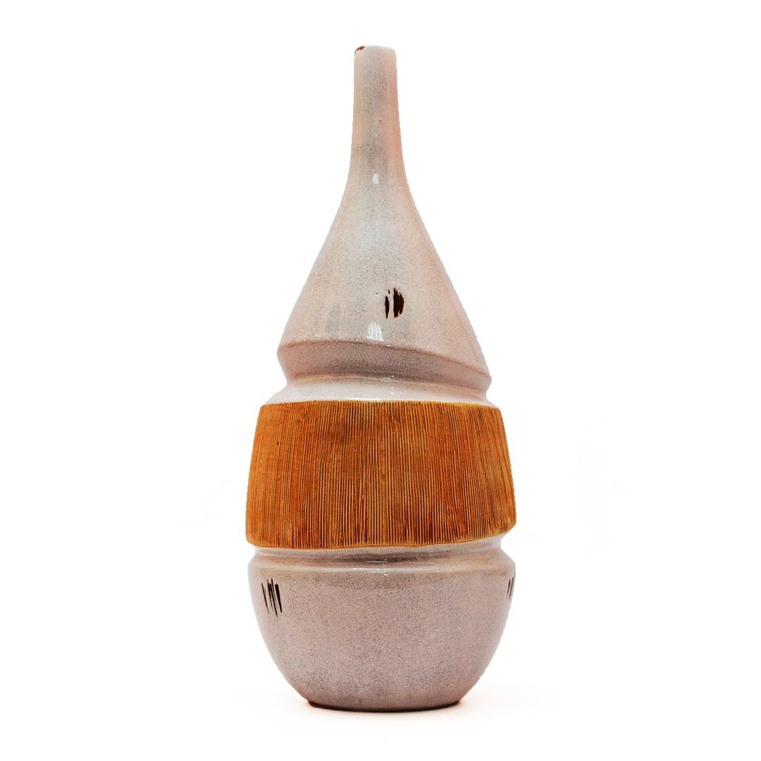 Ваза керамическая, спираль, большая, бело-коричневая, 18*18*44 см / Декоративные вазы	