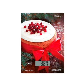 Весы кухонные Scarlett SC-KS57P79, электронные, стекло, до 10 кг, красные / Весы кухонные