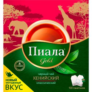 Чай Пиала Gold Классический, черный, 100 пакетиков без индивидуальной упаковки / Чай пакетированный