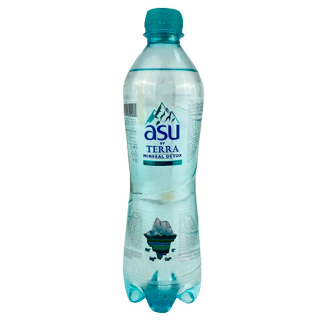 Вода газированная питьевая "ASU Terra" с минералами, 0,5 л / Вода питьевая