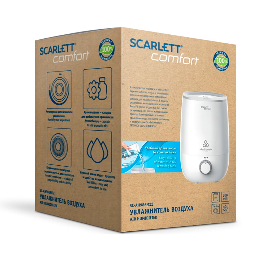 Ауа ылғалдауыш Scarlett SC-AH986M22, 3,8 л, бөлме ауданы 30 м², ақ