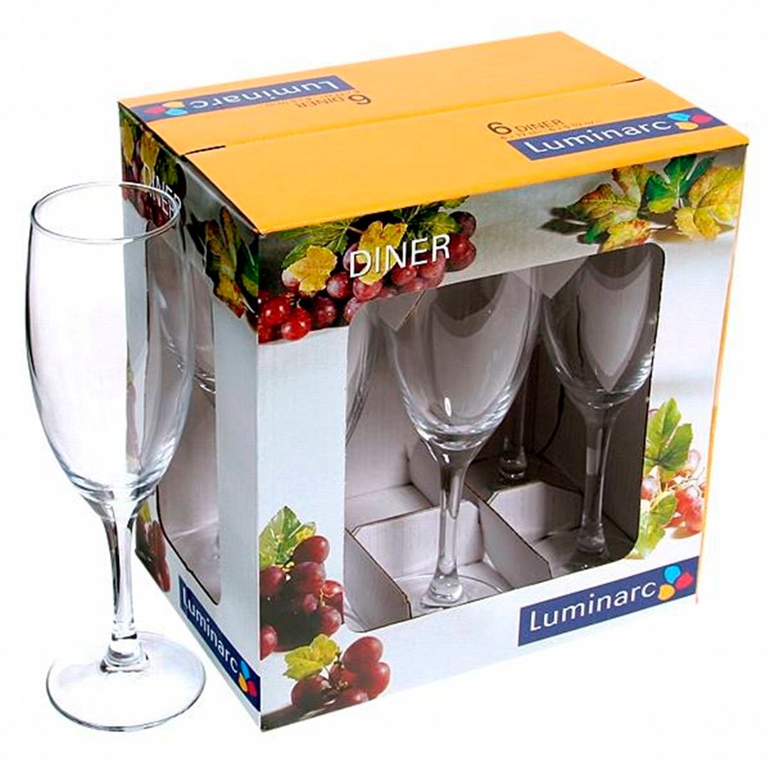 Набор бокалов для шампанского Luminarc "Diner", 170 мл, стекло, 6 шт/упак / Посуда столовая №2