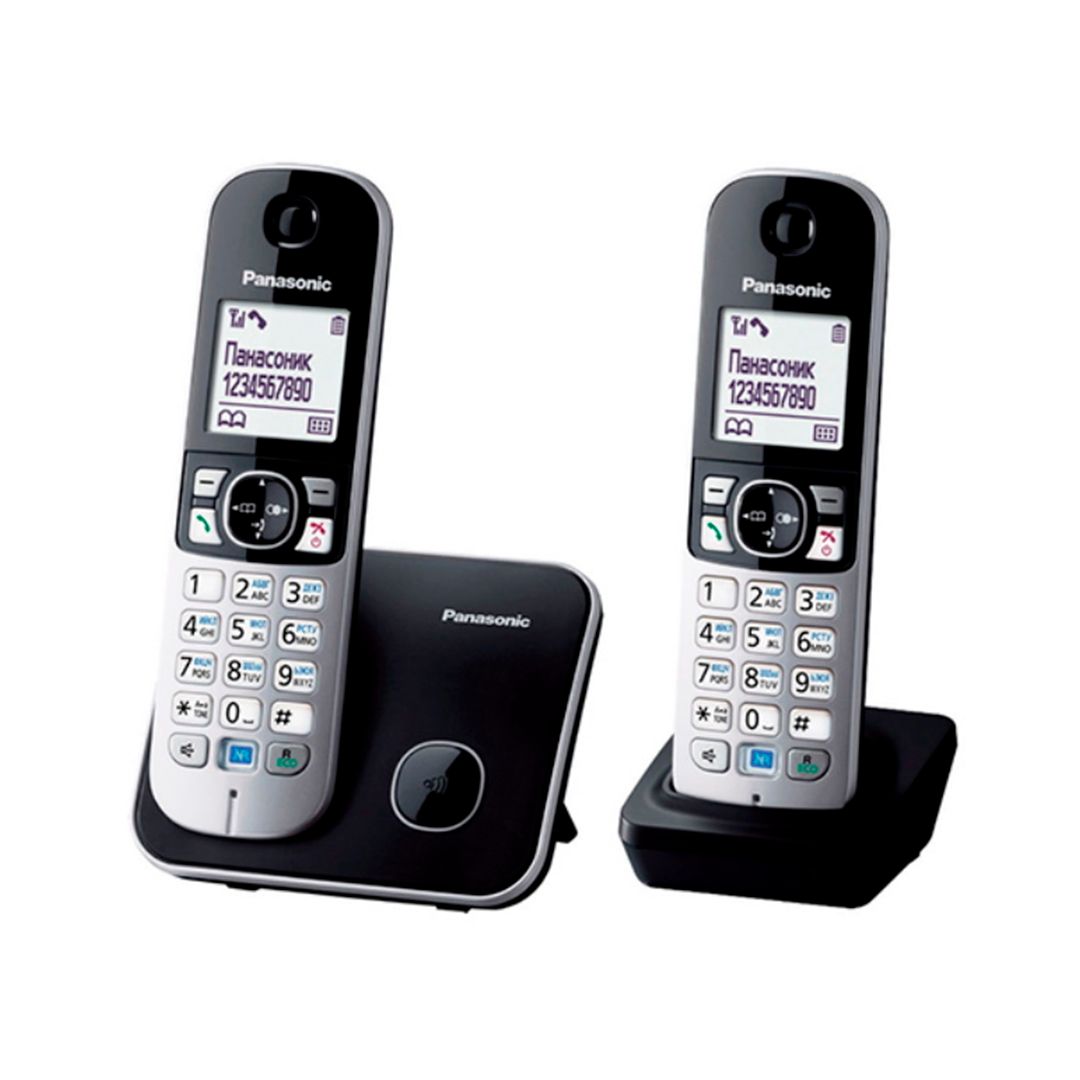 Dect телефон Panasonic KX-TG6812RUB, две трубки, черный/серый