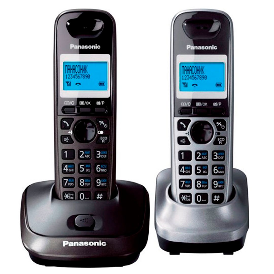 Dect телефон Panasonic KX-TG2512RU2, две трубки, серый/темно-серый
