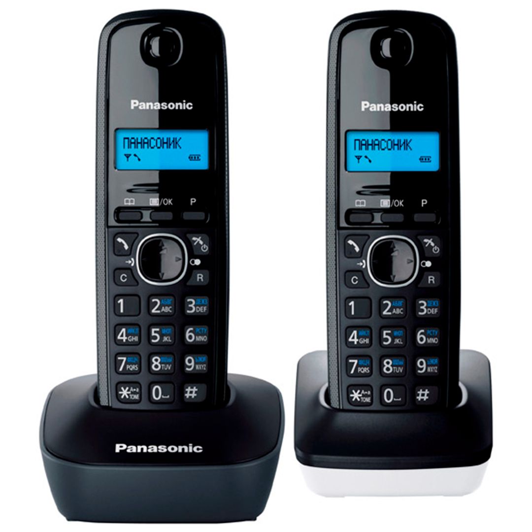 Dect телефон Panasonic KX-TG1612RU1, две трубки, черный/белый