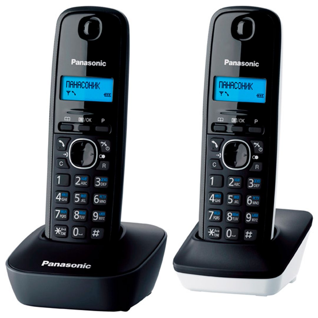 Dect телефон Panasonic KX-TG1612RU1, две трубки, черный/белый