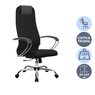 Кресло для руководителя Метта SU-BK-10 CH, ткань, сетка, черное / Кресла для руководителей