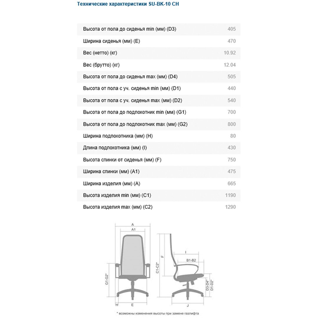 Басқарушы креслосы Метта SU-BK-10 CH, мата, торлы, қара / Басқарушыларға арналған креслолар №4