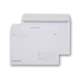 Көлденең конверт KurtStrip, пішімі C4 (229*324 мм), ақ, түсіндірмемен, ішінен қорғалған / Конверттер