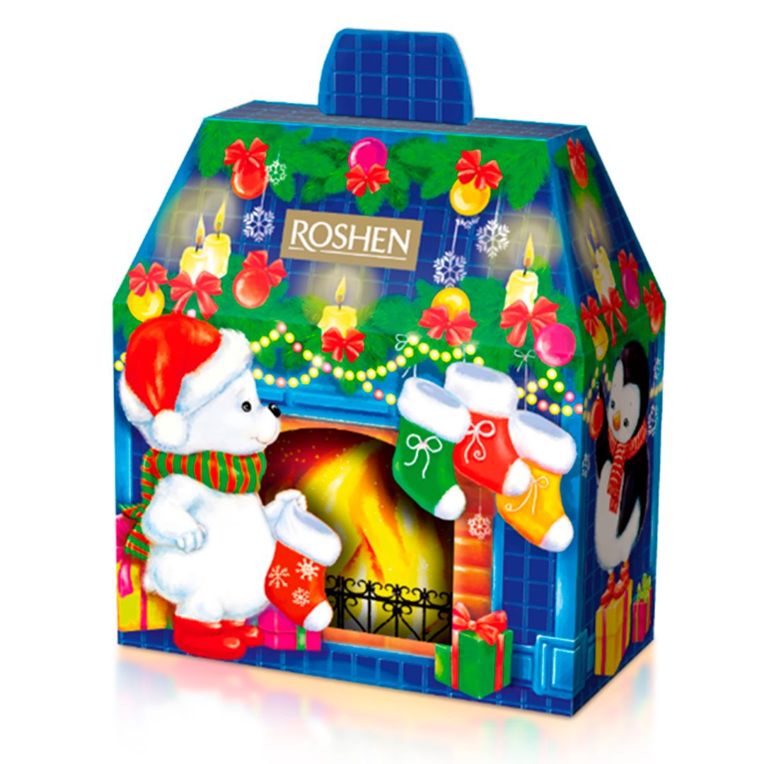 Новогодний подарок Roshen Новогодний камин "С Новым Годом!", 699 гр / Новогодние подарки