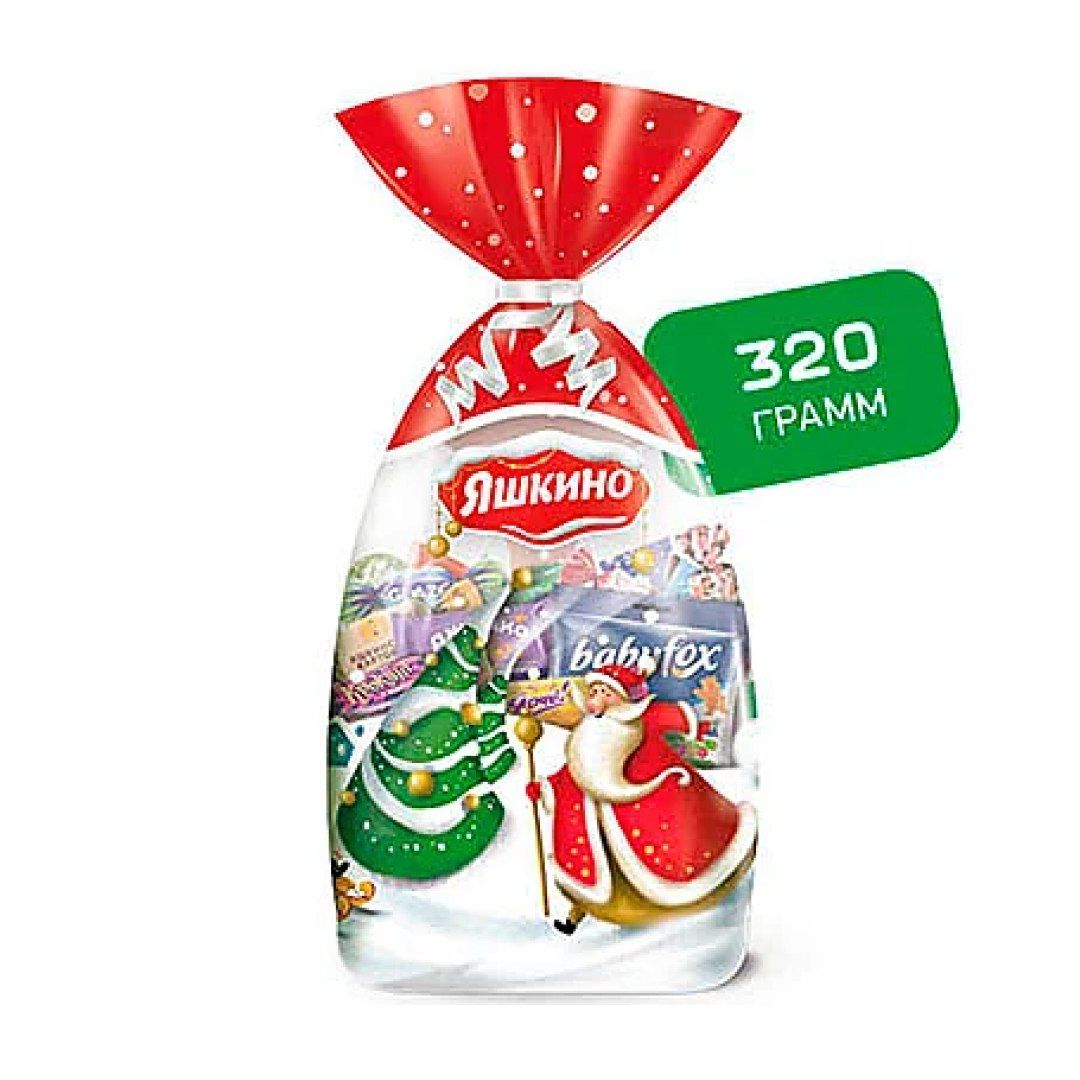 Новогодний подарок "Мешочек с конфетами", малый, красный, 320 гр / Новогодние подарки