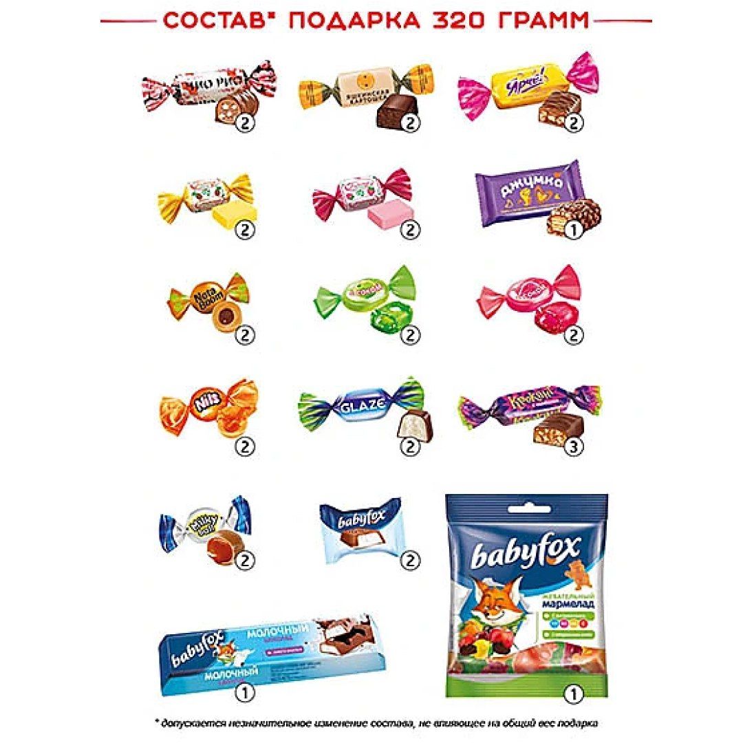 Новогодний подарок "Мешочек с конфетами", малый, красный, 320 гр / Новогодние подарки №2