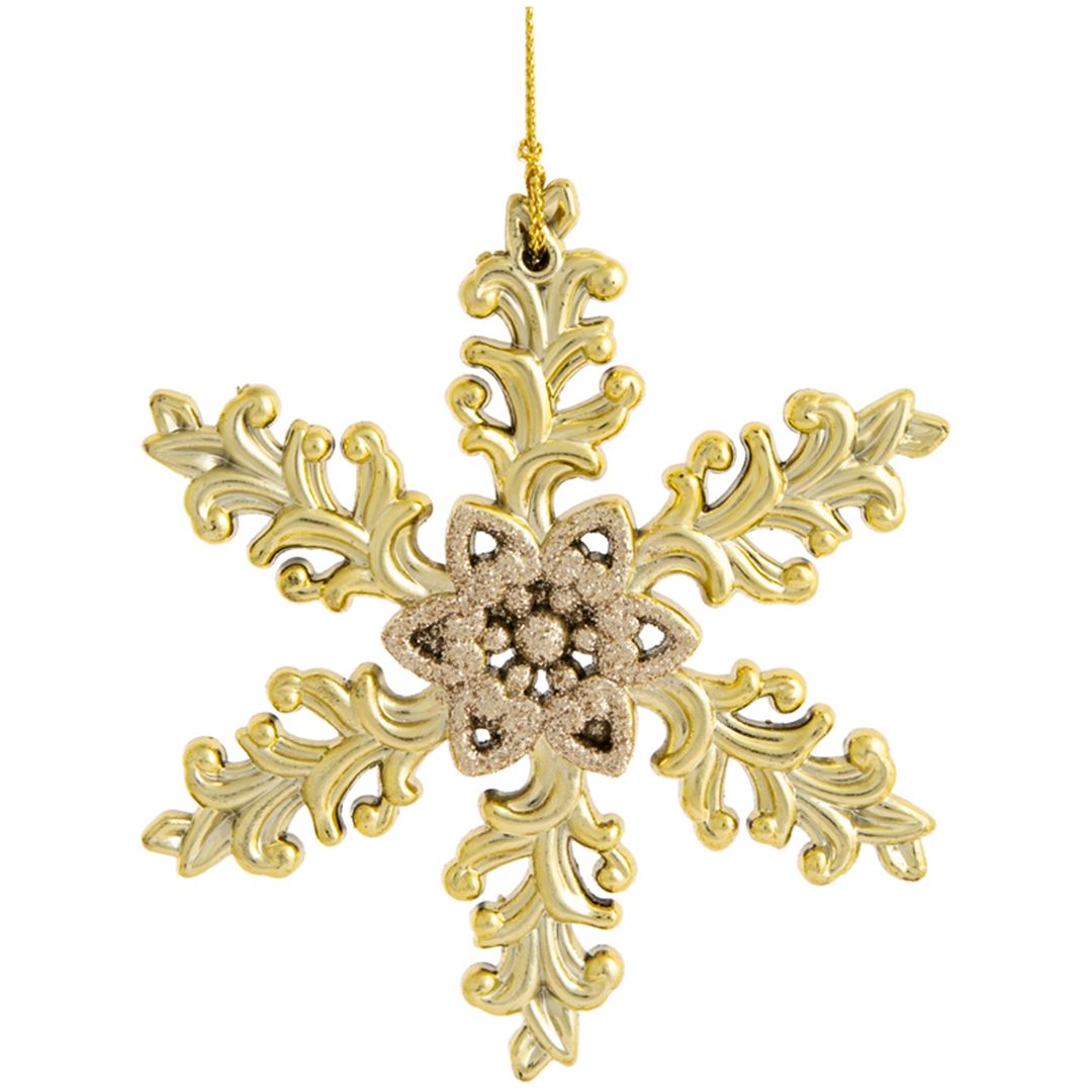 Елочное украшение из полипропилена "Снежинка в золотом блеске", 12 см / Елочные украшения