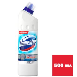 Средство для чистки сантехники Domestos "Ультра белый", 500 мл / Средства для туалетов и ванных комнат