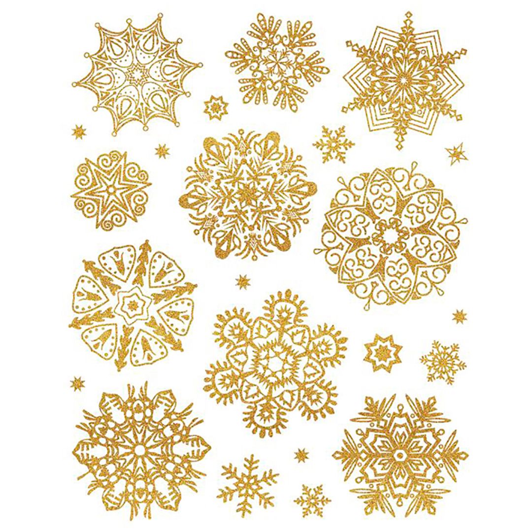 Новогоднее оконное украшение "Золотые кристаллики", 30*38 см