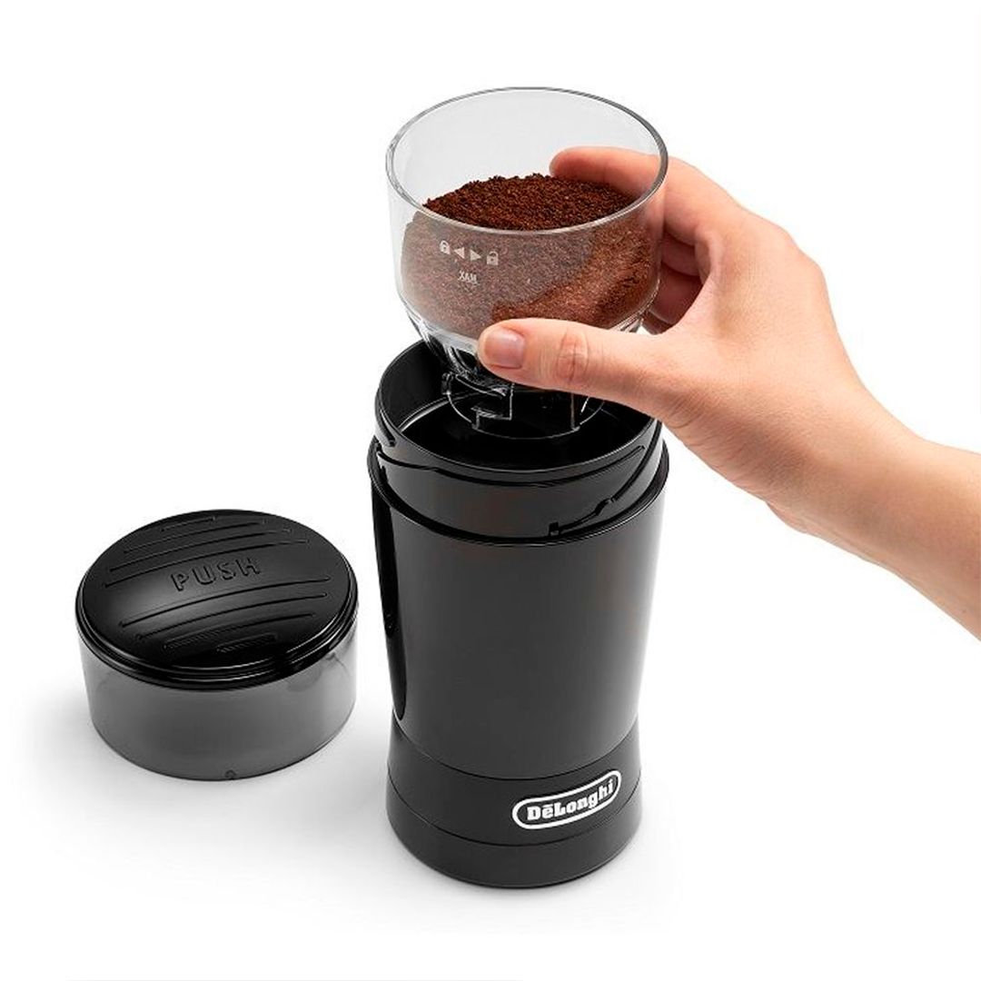 Кофемолка DeLonghi KG200, 170 Вт, вместимость 90 г, черная / Кофемолки №3 oe.kz Кофемолка DeLonghi KG200, 170 Вт, вместимость 90 г, черная / Кофемолки №3