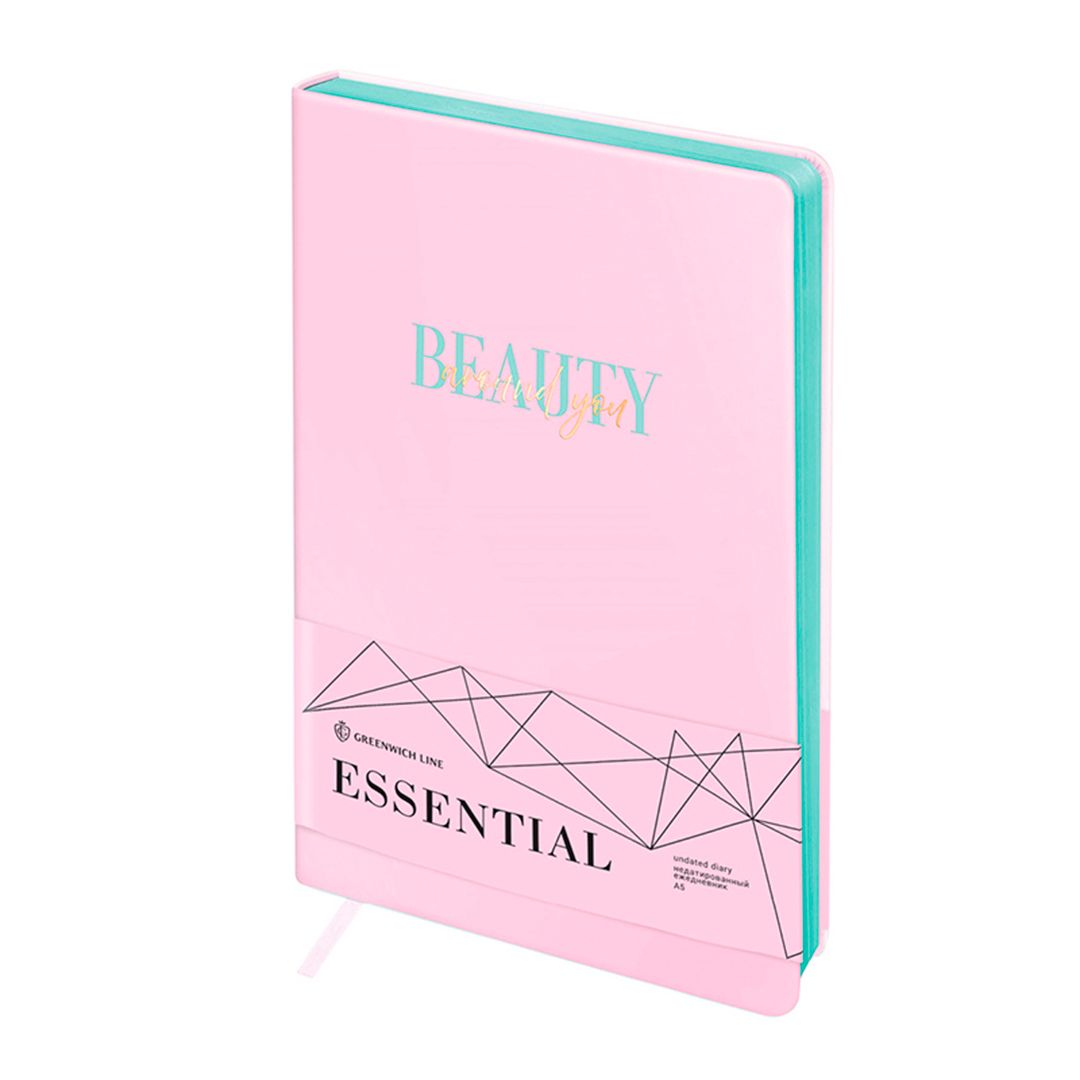 Ежедневник недатированный Greenwich Line "Essential. Pink", A5, 136 л., кожзам, цв. срез / Ежедневники недатированные №2