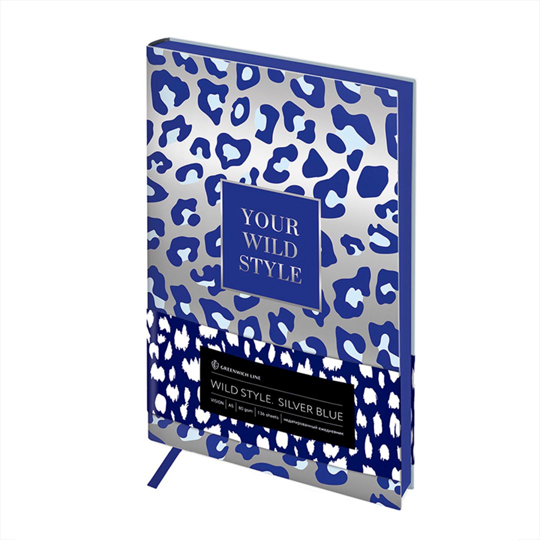 Ежедневник недатированный Greenwich Line "Vision. Wild style. Silver blue", A5, 136 л., кожзам / Ежедневники недатированные №2