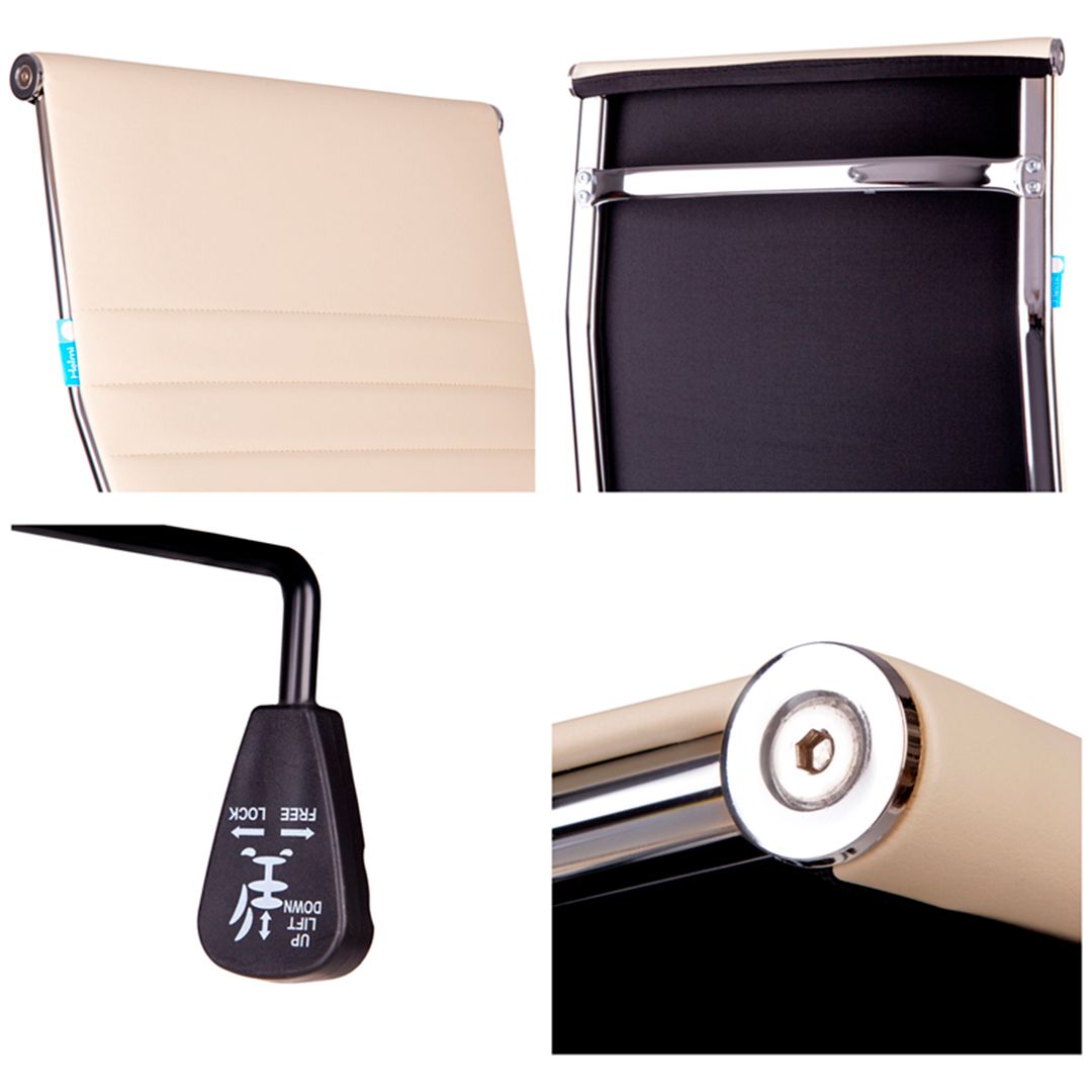 Кресло для персонала Helmi HL-E17 "Slim", экокожа бежевая, хром / Кресла для персонала №7