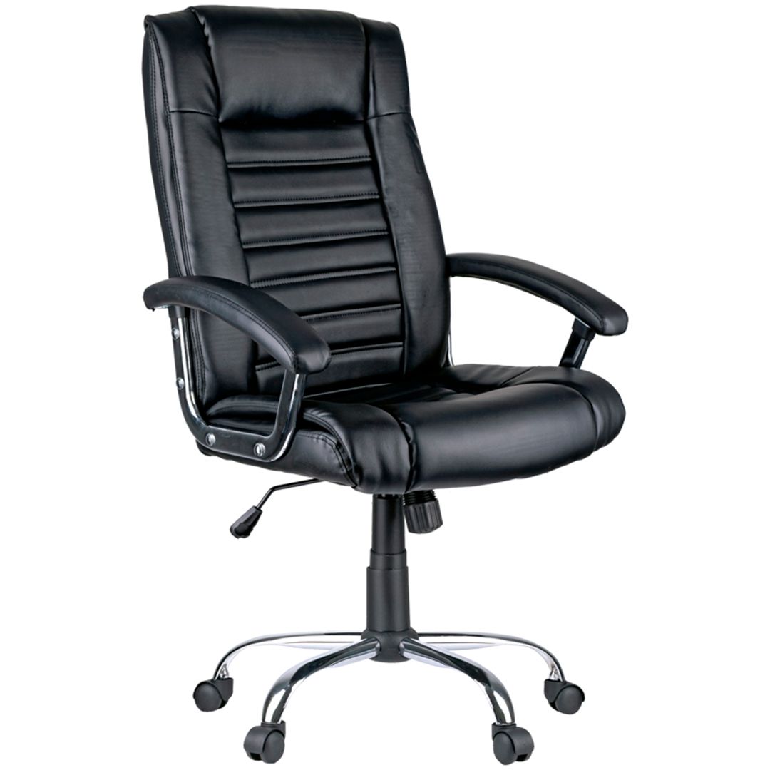 Кресло для персонала Helmi HL-E04 "Split", экокожа черная, хром / Кресла для персонала