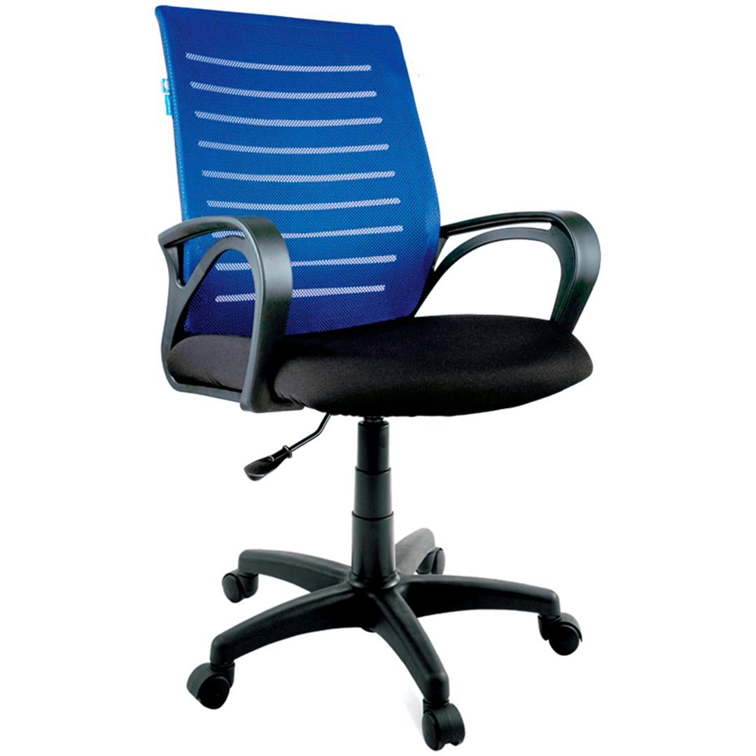 Кресло для персонала Helmi HL-M16 R "Vivid", ткань, сетка синяя, черное / Кресла для персонала