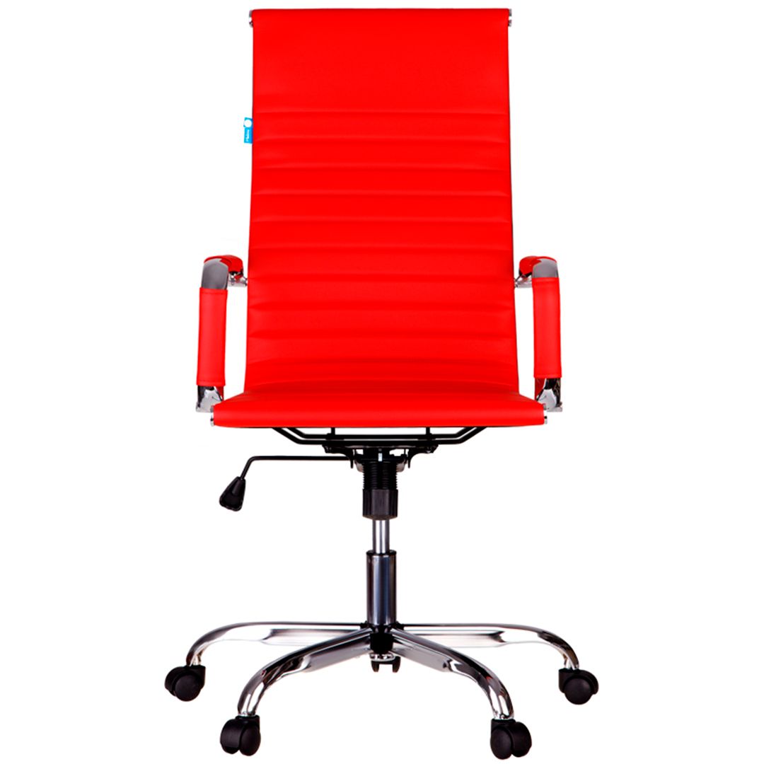 Кресло для персонала Helmi HL-E17 "Slim", экокожа красная, хром / Кресла для персонала №2
