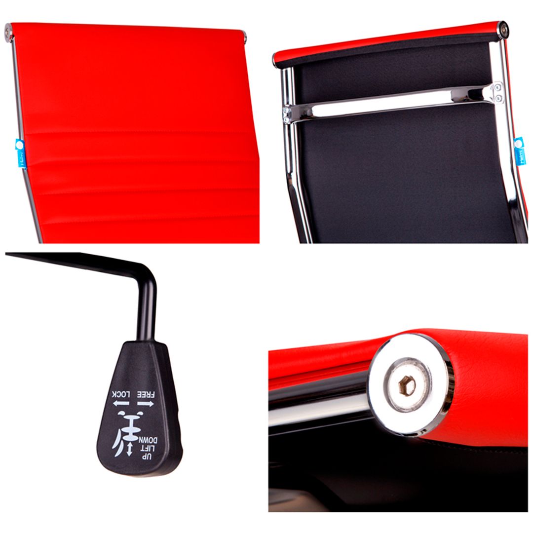 Кресло для персонала Helmi HL-E17 "Slim", экокожа красная, хром / Кресла для персонала №7