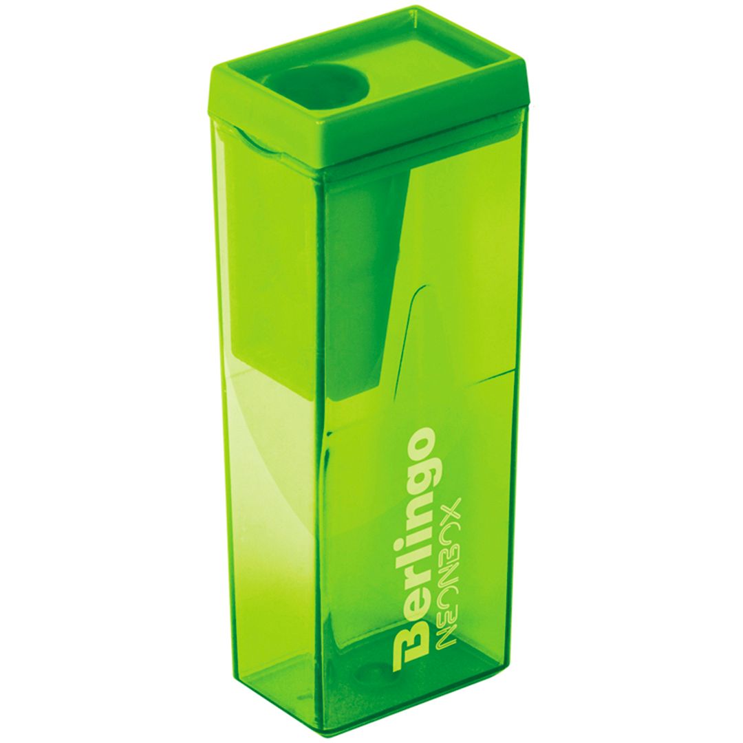 Точилка Berlingo "Neon Box", с контейнером, с одним отверстием, ассорти, цена за штуку / Точилки №5