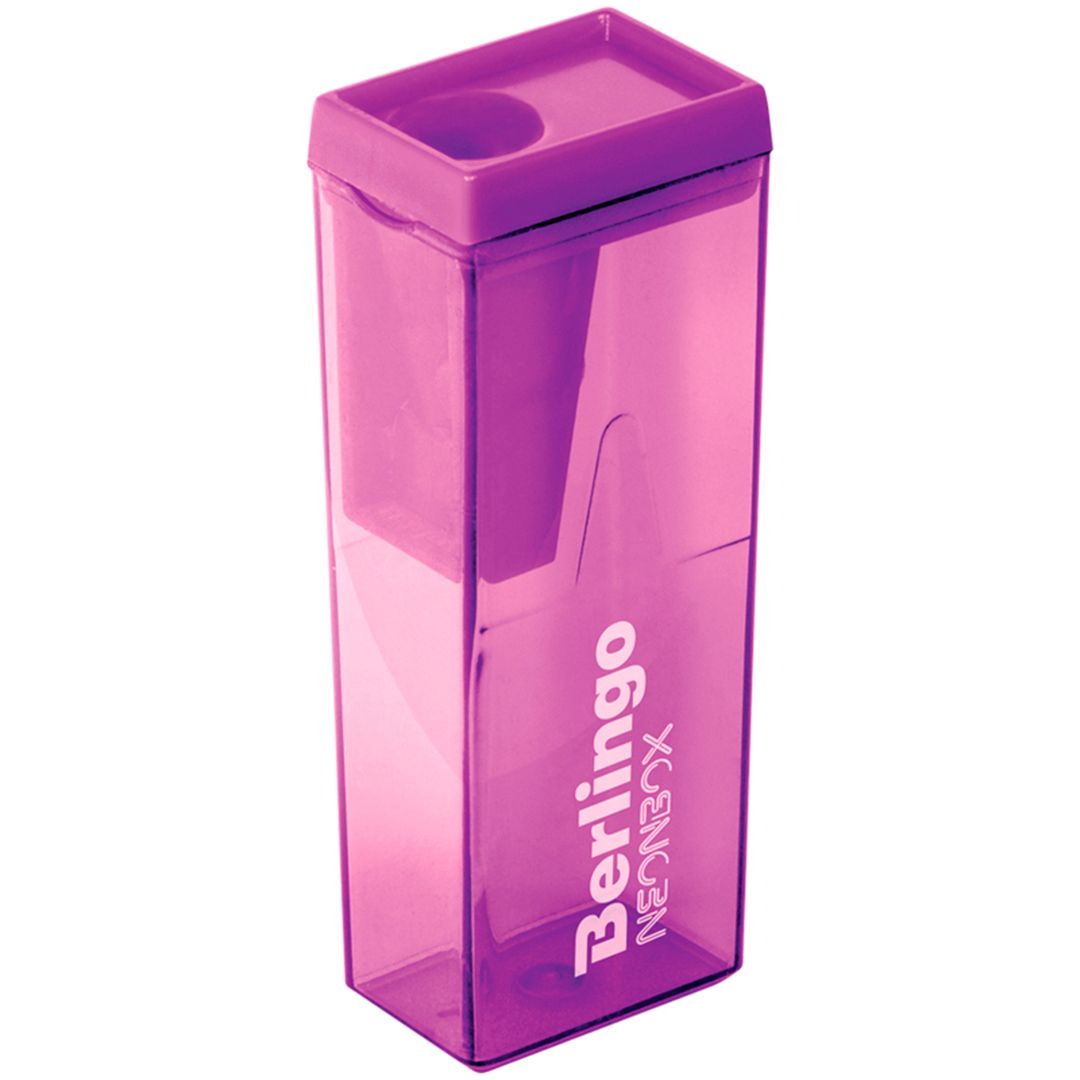 Точилка Berlingo "Neon Box", с контейнером, с одним отверстием, ассорти, цена за штуку / Точилки №7