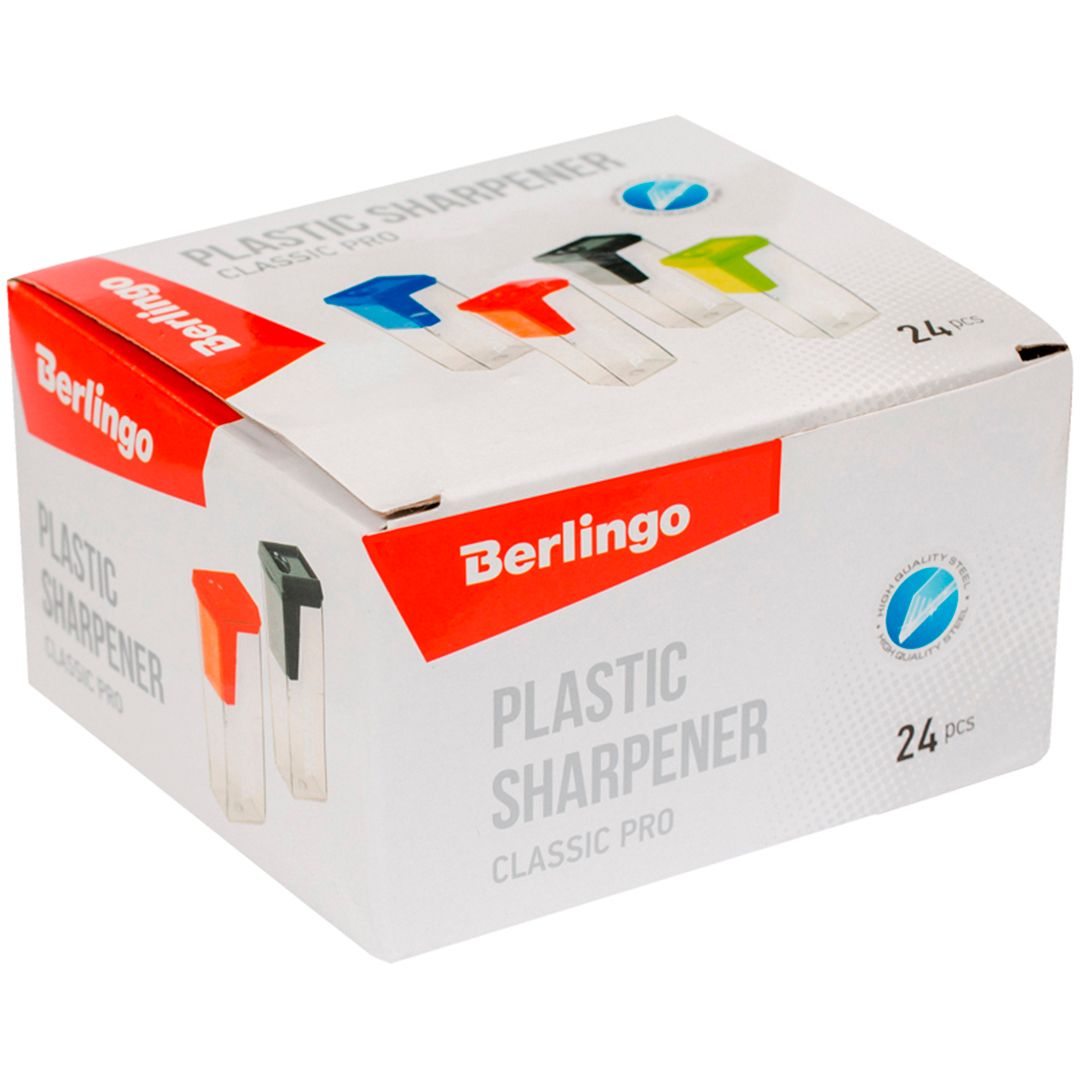 Ұштағыш Berlingo "Classic Pro", контейнермен, бір тесікті, ассорти, баға бір дана үшін / Ұштағыштар №3