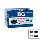 Зажимы для бумаг BG, 19 мм, 12 шт., черные