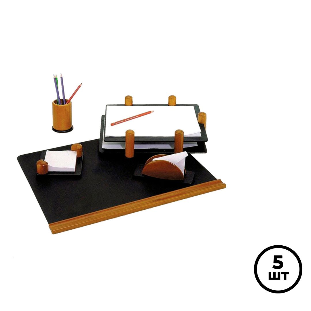 Набор настольный Delucci, 5 предметов, светлое/черное дерево / Настольные наборы