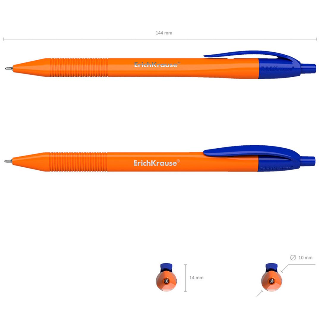 Ручка шариковая автоматическая Erich Krause "U-208" Orange Matic, 1 мм, синяя, цена за штуку / Ручки шариковые автоматические №2