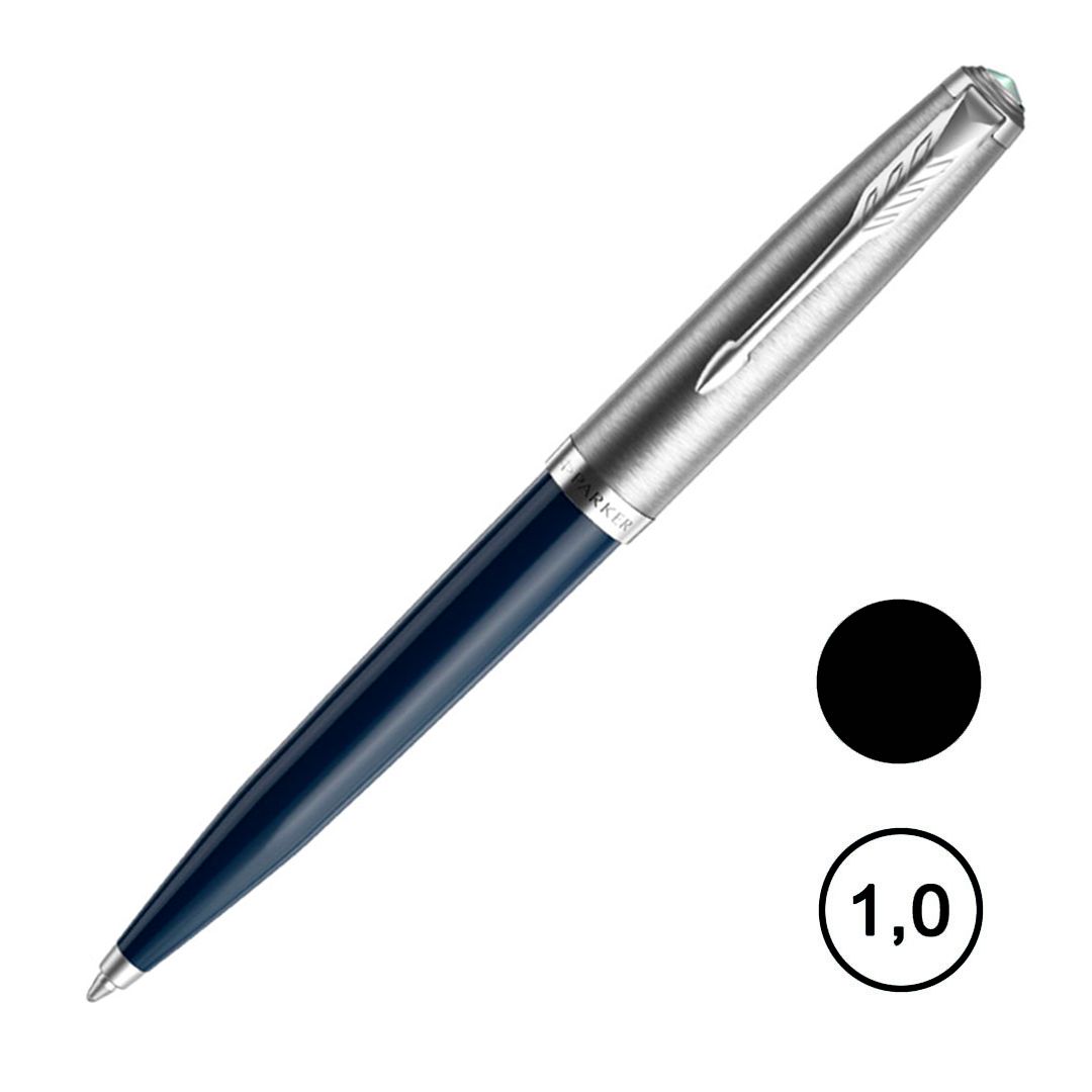 Ручка шариковая Parker "51 Midnight Blue CT", 1 мм, черная