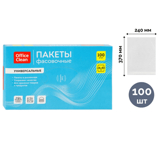 Пакеты фасовочные OfficeClean, размер 240*370 мм, в диспенсере, 100 шт. в упаковке / Пакеты-майка oe.kz Пакеты фасовочные OfficeClean, размер 240*370 мм, в диспенсере, 100 шт. в упаковке / Пакеты-майка