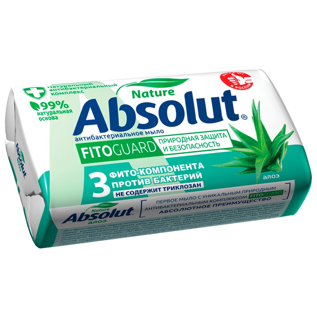 Мыло туалетное Absolut "Алоэ", антибактериальное, 90 гр / Мыло кусковое